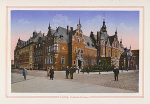 ライプツィヒ、書店の家（カラーリトグラフ） 作： German School
