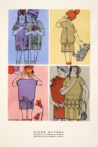 ヘルマン・ゲルソンによる子供服の広告「Lieber Kinder」。 作： ドイツ語学校