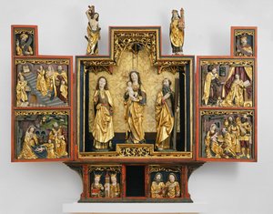 聖母マリアの生涯（木、金箔、ポリクローム） 作： German School