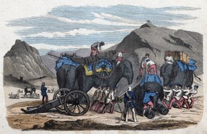 ボック氏のドレスデン行きのために象を積み込む。フランツ・ヴィーデマンのドイツの物語「Wenn Jemand eine Reise thut, so kann er was erzahlen」では 作： German School