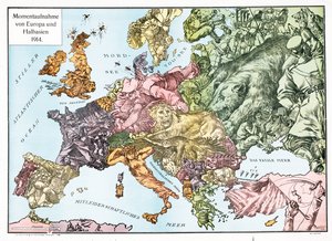 1914年のヨーロッパ地図、1915年発行（カラーリトグラフ）