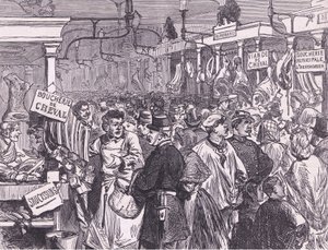 パリの肉市場（Cassells History of the War between France and Germany, published by Cassell and Company Limited, c.1890 (litho) 作： German School