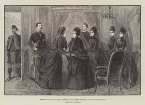 シャルロッテンブルクでのドイツ皇后とヴィクトリア女王の会見（彫刻 作： German School