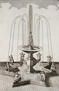 人魚の噴水（ゲオルグ・アンドレアス・ボックラー（1617-85）作「新奇な建築」より、1704年に出版された彫刻版）