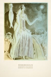 モンドシャンソネート、ウィーナーがスタイリングしたドレス、1922年発行の『Styl』より（ポショワール柄）