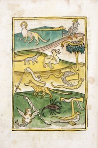 風景の中のモンスターとヘビ、1478 作： German School