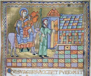 ツァルトさん1207 IV、fol.6rエジプトへの逃避、プロック大聖堂のエヴァンゲリアリウムから、c.1075 作： German School