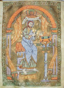 Ms Czart 1207 IV fol 76v St. Mark the Evangelist、from the Evangeliarium of Plock、c.1075