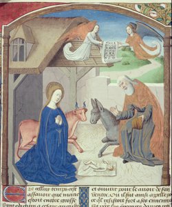 Ms Hunter 36 f.55v Holy Family、Vita Christi、ザクセンのルドルフ作、c.1300-7778