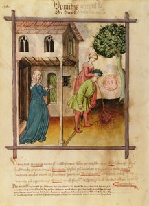 MS 9333 fol.96v男性の嘔吐、健康なTacuinumから 作： German School