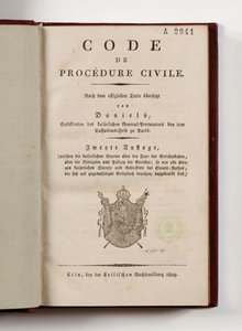 タイトルページ、ケルン、1809（印刷された紙）で開いたライン左岸のフランスの部門のための民事訴訟のナポレオン法のコード 作： German School