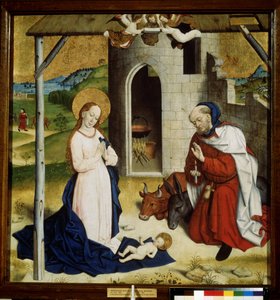 ""Nativite"" (幼子キリストの礼拝) ドイツ学派のジステンパー。 1470-1480 プーシキン美術館、モスクワ 作： German School