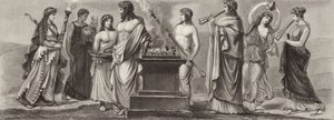 古代ギリシャの職業。ビルダーアトラスのイラスト（彫刻 作： German School