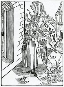 1874年に出版された版からの、アレクサンダーバークレイの「船の愚者」の英語訳のイラスト。 作： German School