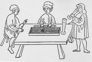 クラビコードを表現した最初のドローイングの一つ。ワイマール15世紀。 作： German School