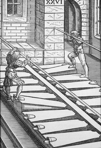 ハルバーシュタット大聖堂のオルガンベローズとブロワー。 1619年（彫刻） 作： German School