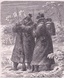 雪の中の前哨基地（Cassells History of the War between France and Germany, Cassell and Company Limited, c.1890 (litho)）。