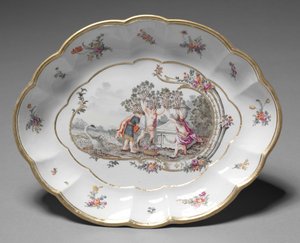 オーバルディッシュ、メーカーニンフェンブルクポーセリンファクトリー、c.1760-1765 作： German School