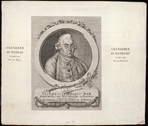 カールフィリップエマニュエルバッハ（1714-88）の肖像、CDクローン、1788年に彫刻 作： German School