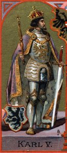 チャールズ5世（シャルル5世）の肖像（1500-1558）.クロモリトグラフ