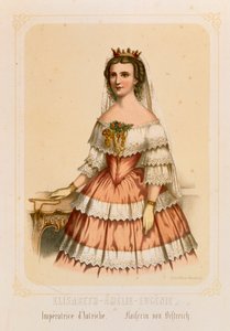 神父によって印刷された、バイエルンのエリザベス、オーストリアの皇后の肖像画。ウェンツェル、ヴィサンブール、1860 作： German School