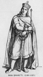 ドイツ王ヘンリー4世（1165-1197）の肖像。リチャード・ロートの「Kaiser, Konig und Papft」に掲載された版画 作： German School