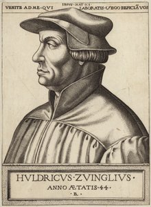 Huldrych Zwingliの肖像 作： German School