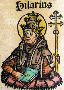 1493年のニュルンベルク年代記に掲載された教皇ヒラリウスの肖像 作： German School