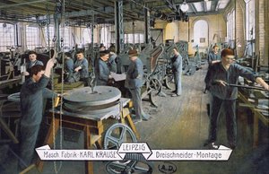 ライプツィヒのカールクラウゼ工場を描いたポストカード、1905年頃（カラー写真） 作： German School