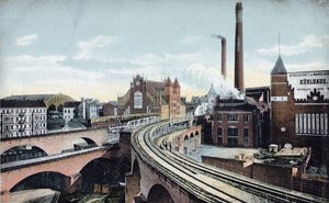 1910年以前のベルリンの地下鉄を描いたポストカード 作： German School