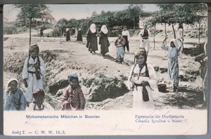 ボスニアのイスラム教徒の若い女性を描いた絵葉書、1904年 作： German School