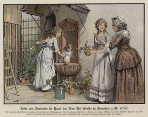 メクレンブルク＝シュトレリッツのルイーズ王女とフレデリカ王女がフランクフルトのフラウ・ゲーテの家にて 作： German School
