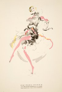 プリッツェル-フリードマンとウェーバーの家の人形、スタイルから、1922年（pochoir print） 作： German School