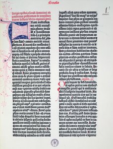 グーテンベルク聖書のプロローグ、マインツのヨハネスグーテンベルク（c.1400-68）とピーターシェーファー（1425-1502）、1454-56（印刷紙） 作： German School