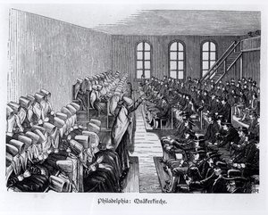 クエーカー会議、フィラデルフィア、ヘッセンウォーバーグ作「北アメリカ」より1888 作： German School
