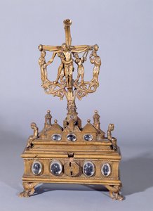レーニッシュ・スクール様式の聖遺物箱（ブロンズ、ロック・クリスタル