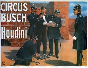 1907年、ドイツの刑務所から脱獄する前のフーディーニのポスターの複製品