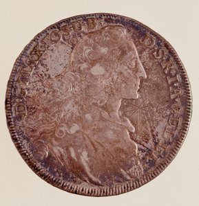 マクシミリアン3世ヨーゼフ（Maximilian III Joseph de Baviere）（1727-1777）の銀製ターラー（taler）（1769年 直径4.1cm Naples, museo archeologico