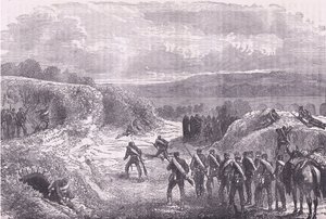 パリからの出撃、カッセル・アンド・カンパニー・リミテッド発行のCassells History of the War between France and Germany, c.1890 (litho) 作： German School