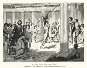 体操をするスパルタの若者たち（古代ギリシャ）（エングレービング 作： German School