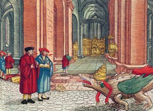 異言で話す、ペンテコステ、ルター聖書、1530年頃（色の木版画） 作： German School