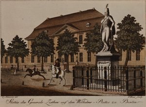 ベルリンのヴィルヘルムプラッツにあるフォンジーセン将軍の像（カラーエッチング） 作： German School