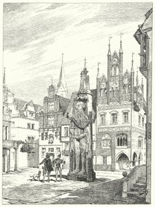 1404年にドイツ・ブレーメンの大聖堂に向かって建立されたローランド像（彫刻作品 作： German School
