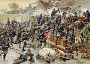 1870年10月30日、エリザベス女王エリザベート女王の第3連隊、グレナディエガードの第3連隊、フランスプロイセン戦争による大バリケードの嵐 作： German School