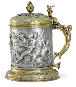 タンカード、おそらくハンブルク、1660年頃（小包金銀）