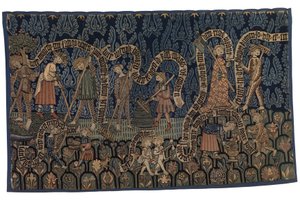 7月を描いたタペストリー、1400-25年頃（ウール、リネン） 作： German School