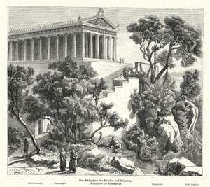 紀元前322年、デモステネスが毒殺される前に聖地としていたギリシャ・カラウレイアのポセイドン神殿（彫刻作品 作： German School
