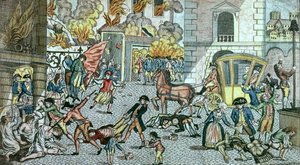 1792年8月10日、パリで犯された恐ろしい残虐行為 作： German School