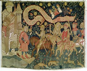 1423年3月6日、シノン城でのジャンヌダルクの到着（c.1412-31） 作： German School