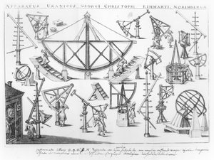 ゲオルククリストフエイムマート（1638〜1705）の天文楽器、エピストラエウカリスチカの広告のイラスト、マーティンクノーレ作、ヴィッテンベルク1691年発行 作： German School